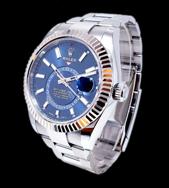 Rolex Sky-Dweller 42mm Oystersteel and White Gold Blue Dial crown