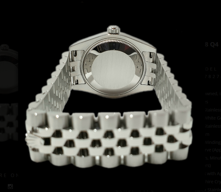 Rolex Datejust 31 Black Dial back case, band